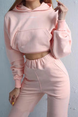 New Tracksuit Women Elegant Solid Suits Fleece Warm Hoodies
