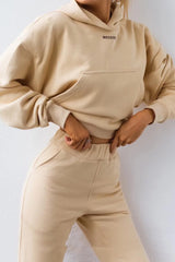 New Tracksuit Women Elegant Solid Suits Fleece Warm Hoodies