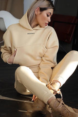 New Tracksuit Women Elegant Solid Suits Fleece Warm Hoodies