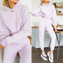 New Tracksuit Women Elegant Solid Suits Fleece Warm Hoodies