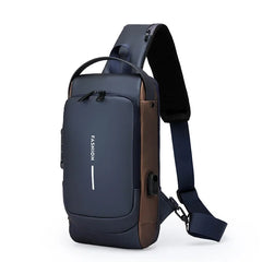 Men's Anti theft Lock Chest Bag with USB Charging Shoulder Strap