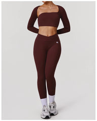 Naked Yoga Sets Women Hollow Leggings Gym Fitness Suits
