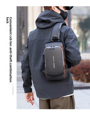 Men's Anti theft Lock Chest Bag with USB Charging Shoulder Strap