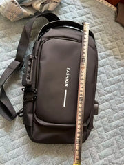 Men's Anti theft Lock Chest Bag with USB Charging Shoulder Strap