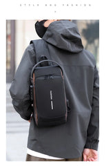 Men's Anti theft Lock Chest Bag with USB Charging Shoulder Strap