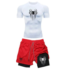 Men's Workout Compression Set Y2K Spider Gym Tshirts