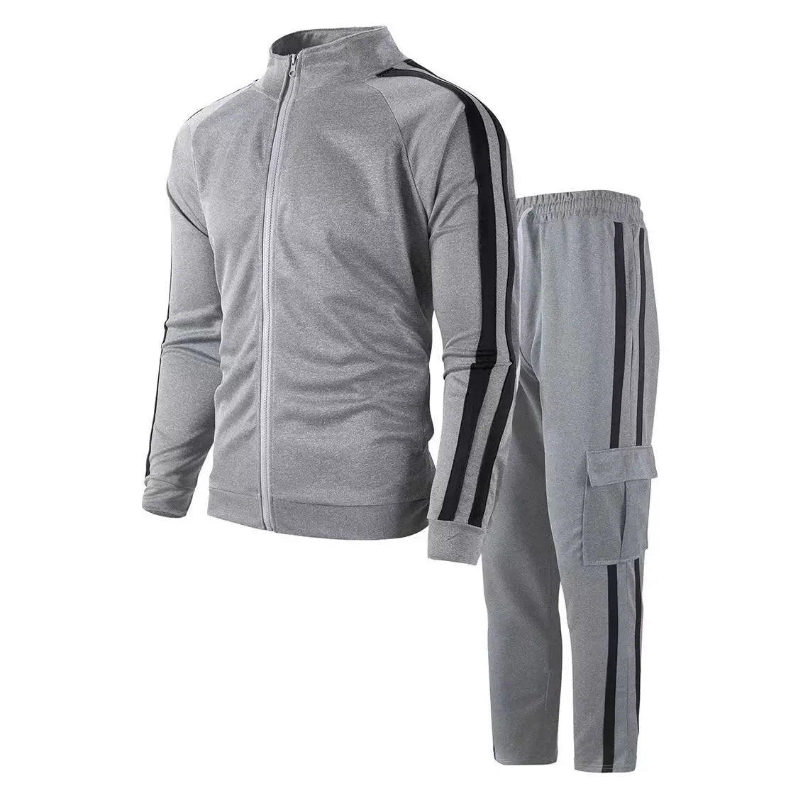 Spring and Autumn Men's Cardigan Striped Set