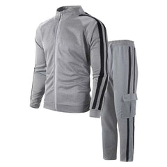 Spring and Autumn Men's Cardigan Striped Set