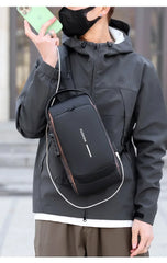 Men's Anti theft Lock Chest Bag with USB Charging Shoulder Strap