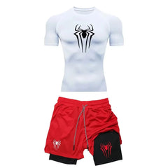 Men's Workout Compression Set Y2K Spider Gym Tshirts