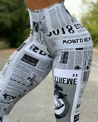 High Waist High-Stretch Headline Print Leggings Women’s