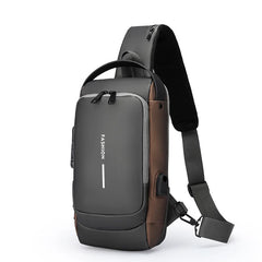 Men's Anti theft Lock Chest Bag with USB Charging Shoulder Strap