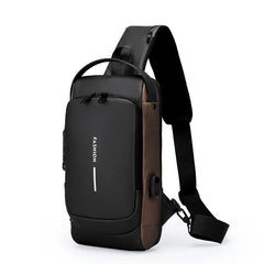 Men's Anti theft Lock Chest Bag with USB Charging Shoulder Strap
