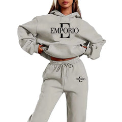 2pcs Women's Hooded Sweatshirt & Jogger Set Clothing