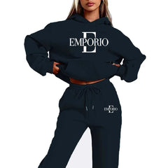 2pcs Women's Hooded Sweatshirt & Jogger Set Clothing