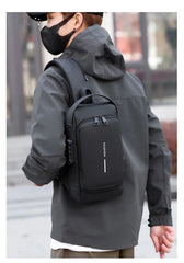 Men's Anti theft Lock Chest Bag with USB Charging Shoulder Strap