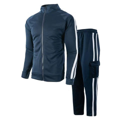 Spring and Autumn Men's Cardigan Striped Set