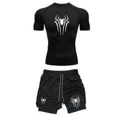 Men's Workout Compression Set Y2K Spider Gym Tshirts
