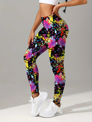 Women's leggings with oil paint splatter print winter clothing