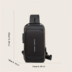 Men's Anti theft Lock Chest Bag with USB Charging Shoulder Strap