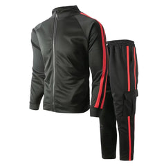 Spring and Autumn Men's Cardigan Striped Set