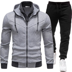 Autumn and winter sports splicing men's jacket casual set