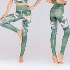 Flower print women's design fitness yoga long leggings