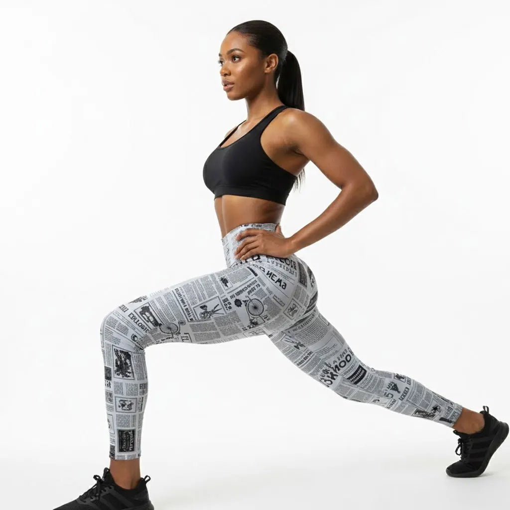 High Waist High-Stretch Headline Print Leggings Women’s