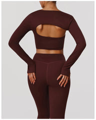 Naked Yoga Sets Women Hollow Leggings Gym Fitness Suits