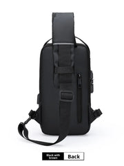 Men's Anti theft Lock Chest Bag with USB Charging Shoulder Strap
