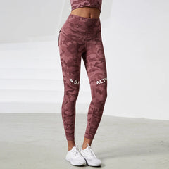 Camouflage High Waist Seamless Tights Pocket Leggings