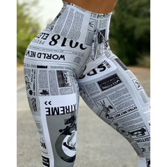 High Waist High-Stretch Headline Print Leggings Women’s
