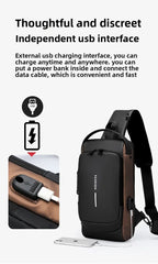 Men's Anti theft Lock Chest Bag with USB Charging Shoulder Strap