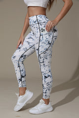 Printed women's high waistband pocket fitness pants