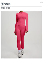 Jacket Yoga Sets Women  Shirts Hip Lifting Leggings Gym Set