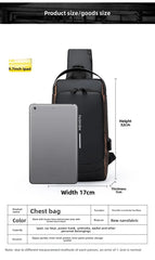 Men's Anti theft Lock Chest Bag with USB Charging Shoulder Strap