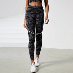 Camouflage High Waist Seamless Tights Pocket Leggings