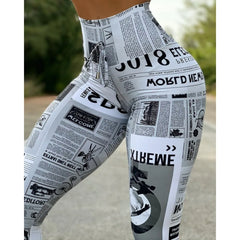 High Waist High-Stretch Headline Print Leggings Women’s