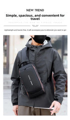 Men's Anti theft Lock Chest Bag with USB Charging Shoulder Strap