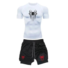 Men's Workout Compression Set Y2K Spider Gym Tshirts