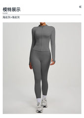 Jacket Yoga Sets Women  Shirts Hip Lifting Leggings Gym Set