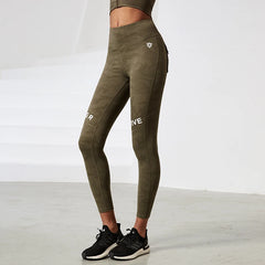 Camouflage High Waist Seamless Tights Pocket Leggings