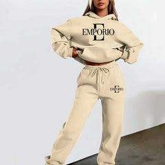 2pcs Women's Hooded Sweatshirt & Jogger Set Clothing