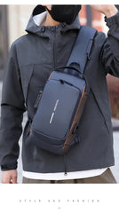 Men's Anti theft Lock Chest Bag with USB Charging Shoulder Strap