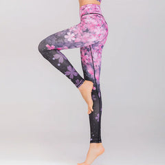 Flower print women's design fitness yoga long leggings