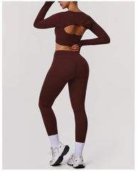 Naked Yoga Sets Women Hollow Leggings Gym Fitness Suits