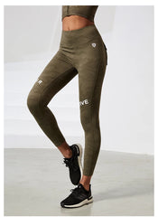 Camouflage High Waist Seamless Tights Pocket Leggings