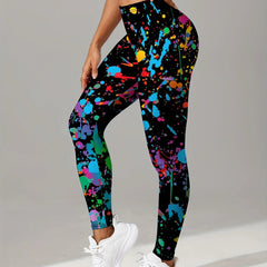 Women's leggings with oil paint splatter print winter clothing