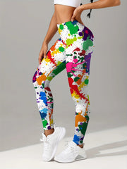 Women's leggings with oil paint splatter print winter clothing