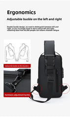 Men's Anti theft Lock Chest Bag with USB Charging Shoulder Strap